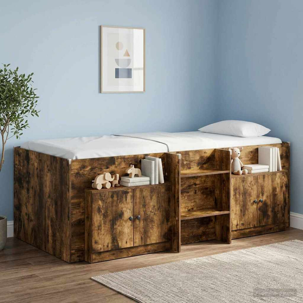 Vidaxl Storage Cabinet For Loft Bed 2 Pcs Smoked Oak 66 X 35 X 48 Cm