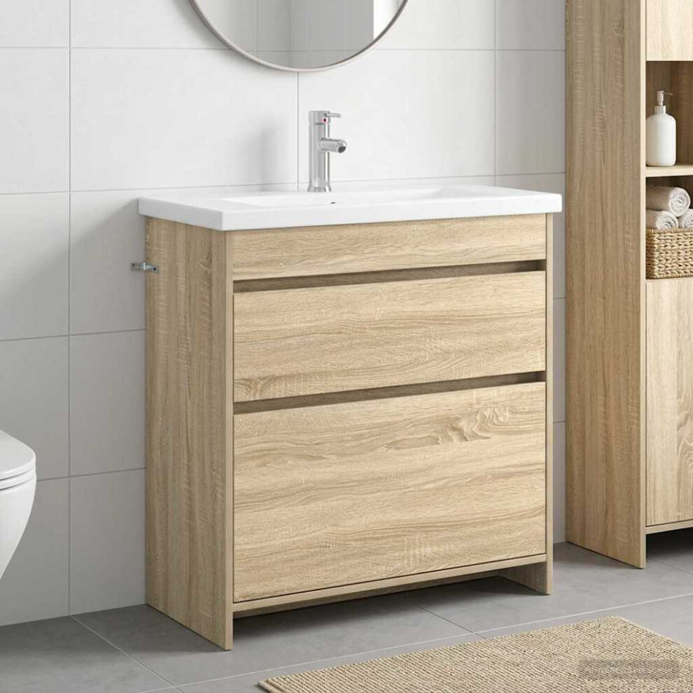 Vidaxl Bathroom Furniture Set Sonoma Oak 81 X 40 X 84.5 Cm