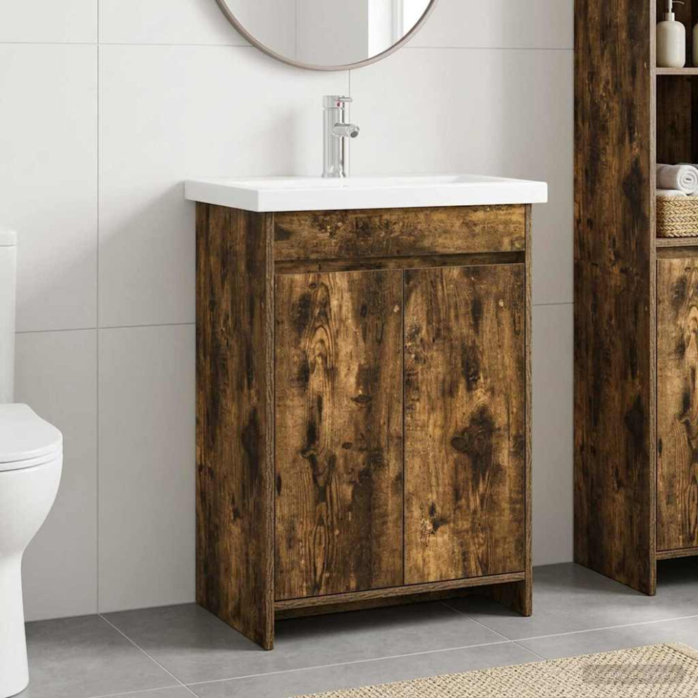 Vidaxl Bathroom Furniture Set Smoked Oak 81 X 40 X 84.5 Cm