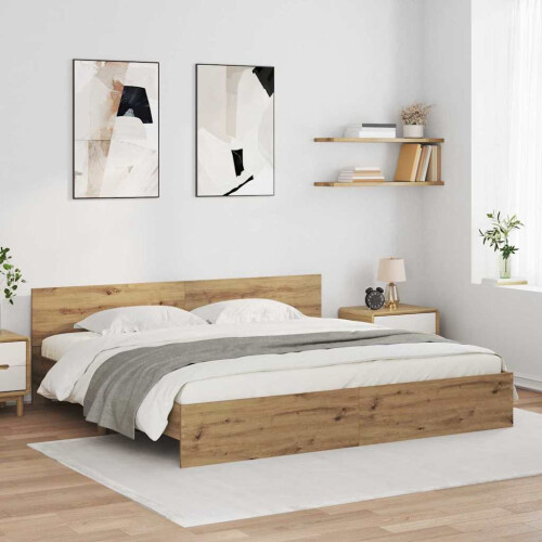 VidaXL vidaXL Bed Frame Artisan Oak 200 x 200 cm Engineered Wood