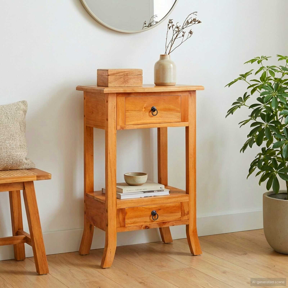 Vidaxl Console Table Natural 50.5 X 30 X 75.5 Cm Solid Mahogany Wood Brown