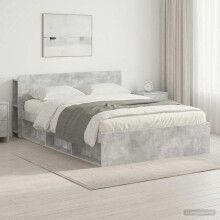 vidaXL Bed Frame with Storage Concrete Grey 140 x 200 cm