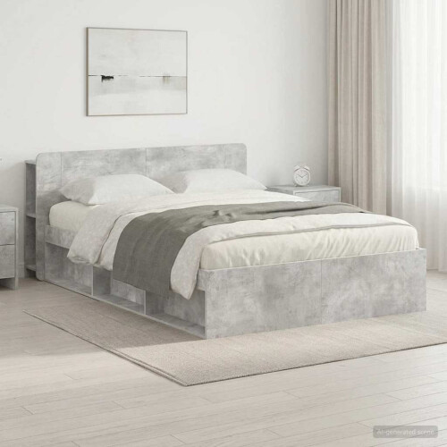 VidaXL vidaXL Bed Frame with Storage Concrete Grey 140 x 200 cm
