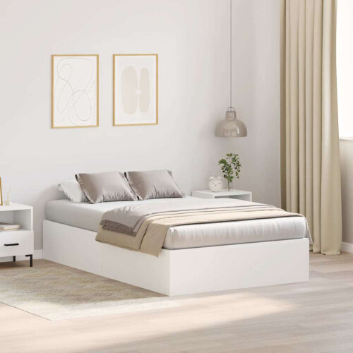 VidaXL vidaXL Storage Bed Frame White 120 x 190 cm Engineered Wood