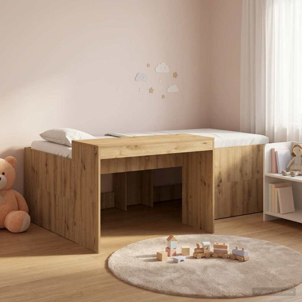 Vidaxl Kids'high Bed Frame With Desk Artisan Oak 75 X 190 Cm