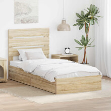 vidaXL Storage Bed with Drawer Sonoma Oak 70 x 190 cm Engineered Wood