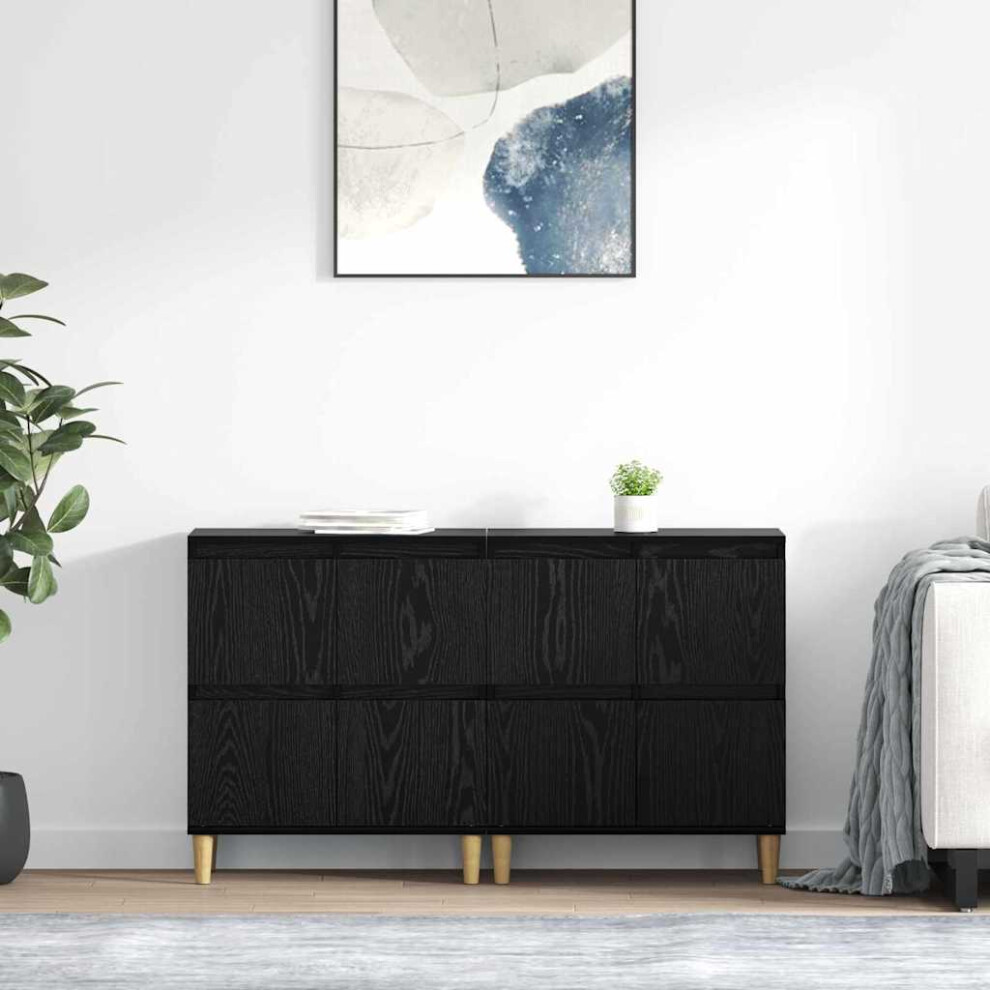 4 Door Oak Sideboard Set Of 2 - Size: 70 X 60 X 35Cm - Wilko Black Vidaxl - Image 2