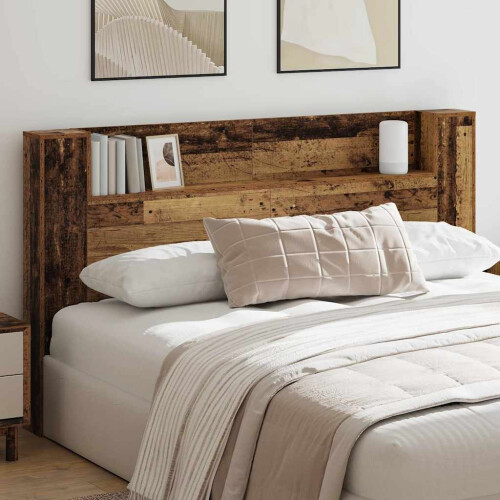 VidaXL vidaXL Storage Headboard with LED Old Wood Engineered Wood