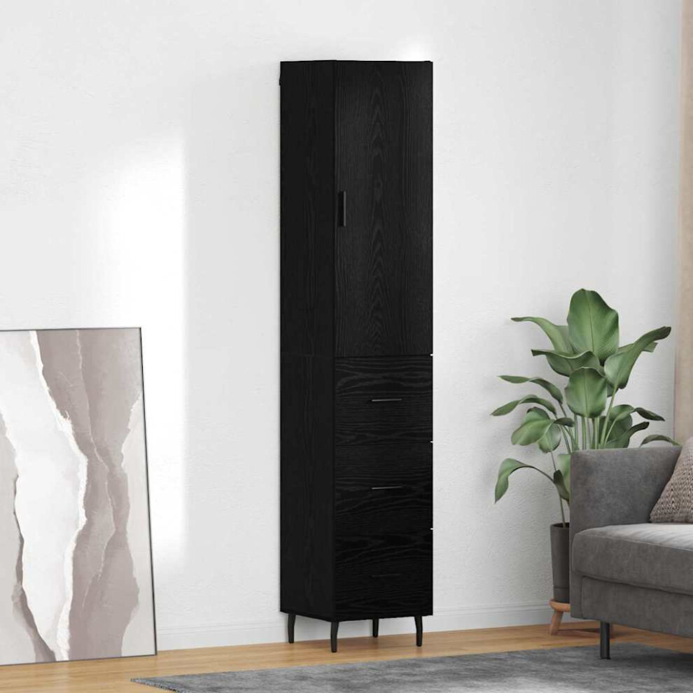 Vidaxl Highboard Black Oak 34.5 X 34 X 180 Cm Engineered Wood