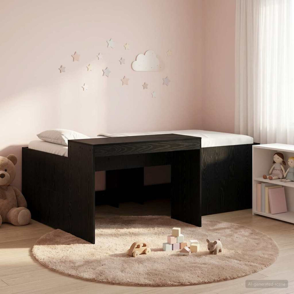 Vidaxl Kids'high Bed Frame With Desk Engineered Wood Black