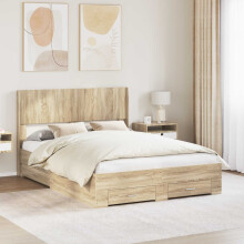 vidaXL Bed Frame with Storage and Headboard Sonoma Oak 150 x 200 cm
