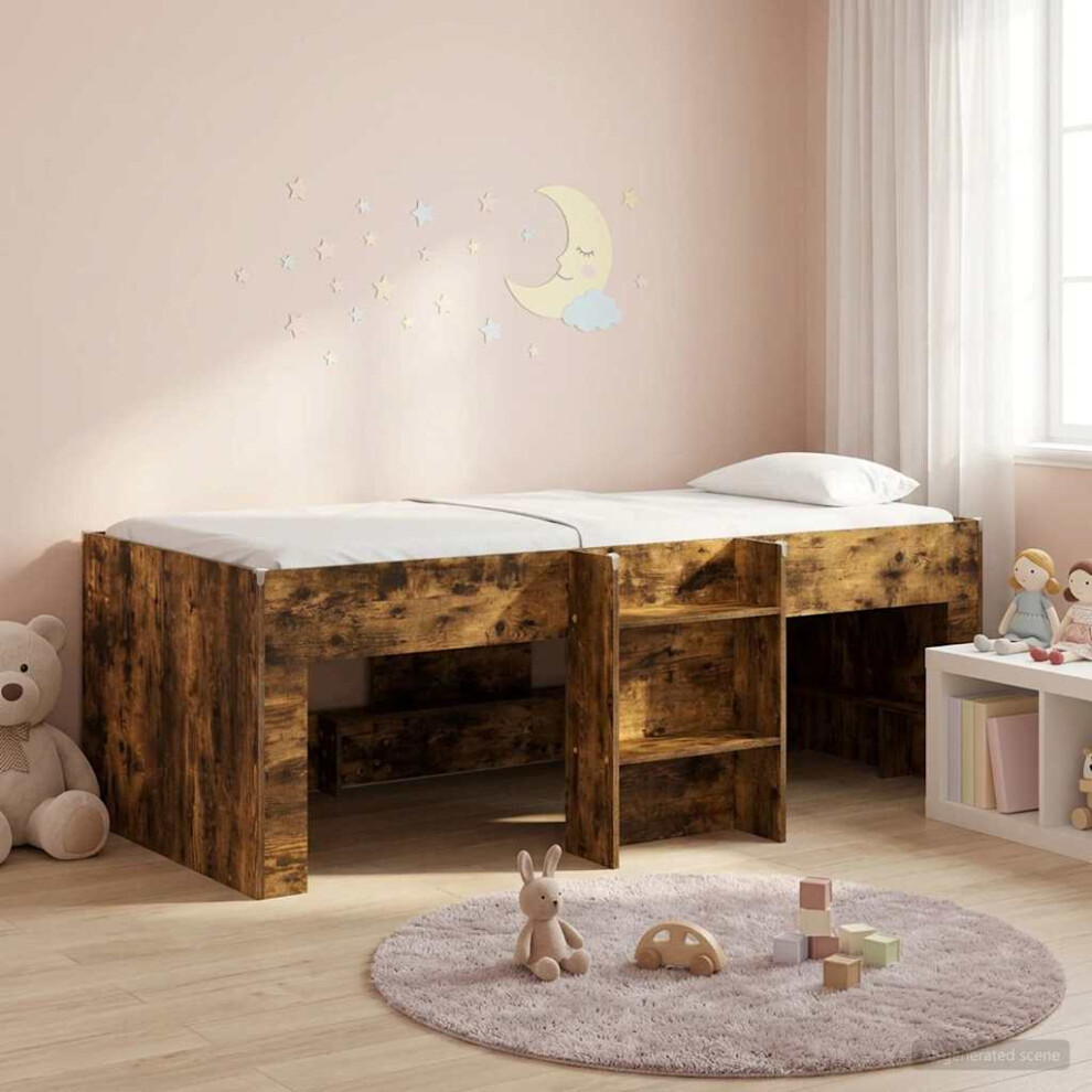 Vidaxl Kids'high Bed Frame 2 Pcs Smoked Oak 98.5 X 200 Cm