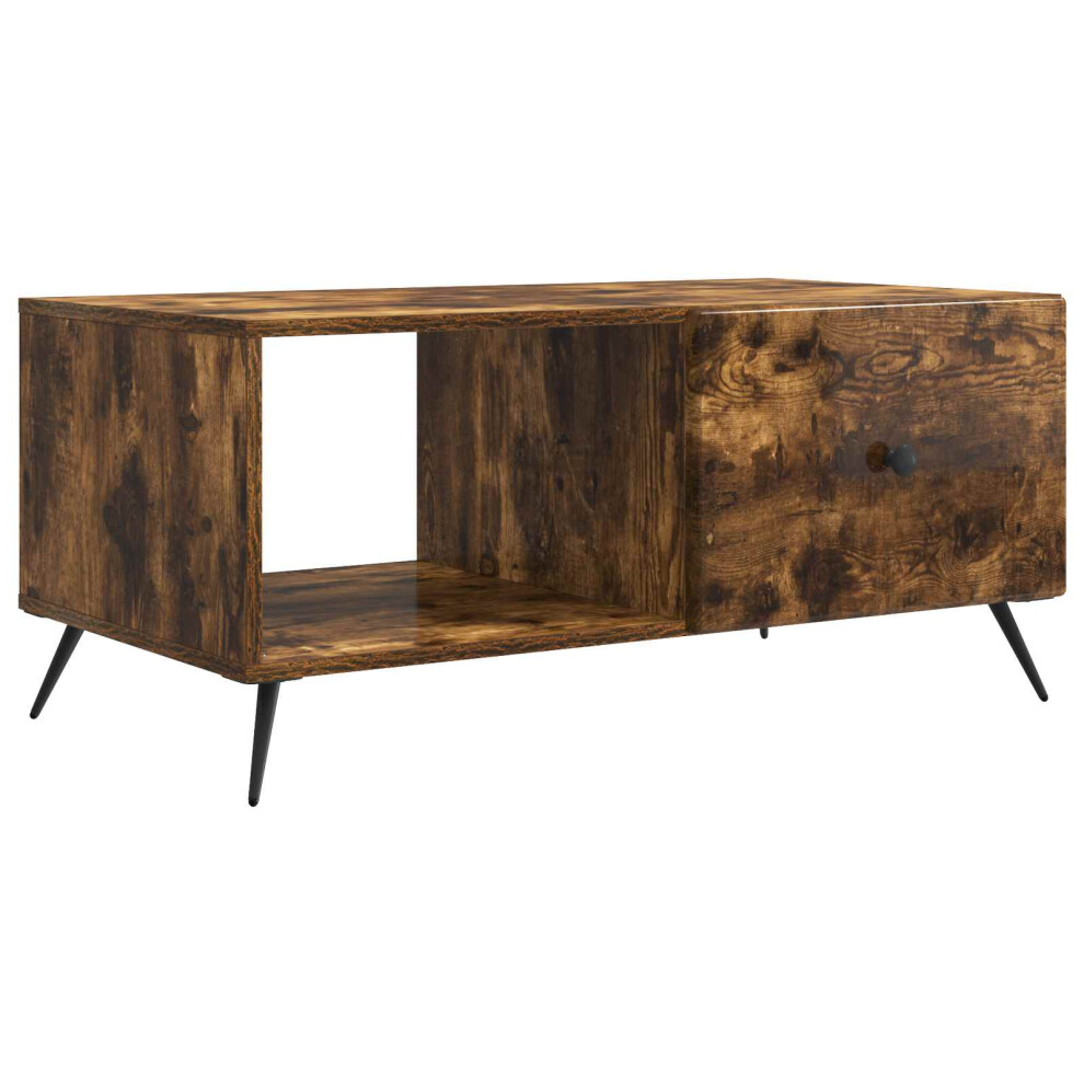 Vidaxl Coffee Table Smoked Oak 90 X 50 X 40 Cm Engineered Wood Brown