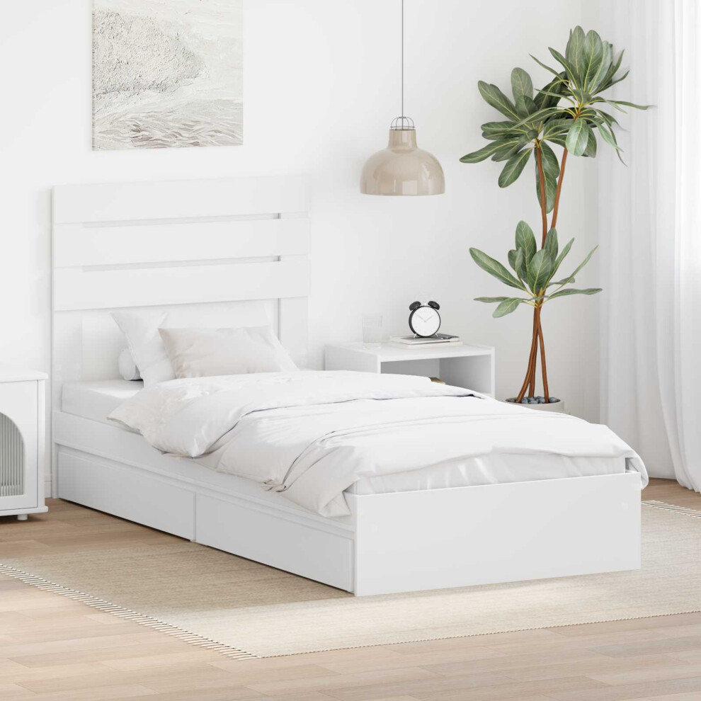 Vidaxl Storage Bed With Headboard 75 X 190 Cm Engineered Wood White