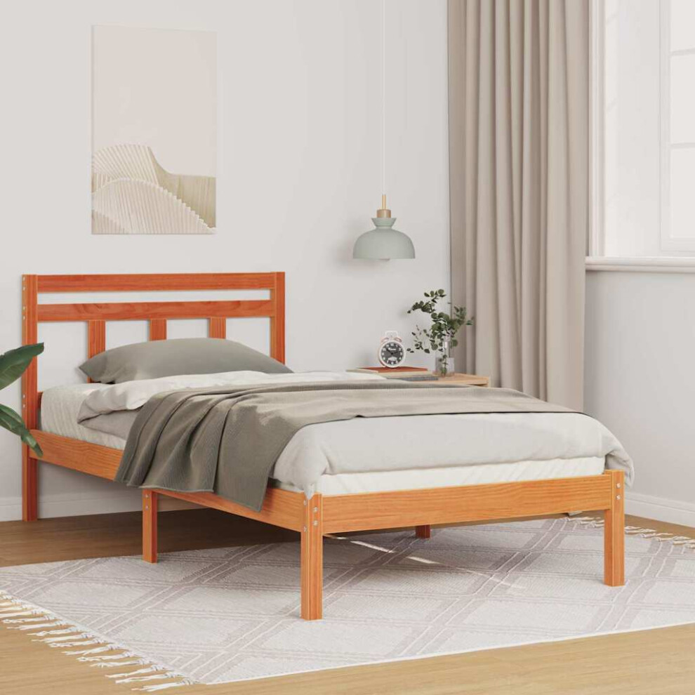 Vidaxl Bed Frame Brown 90 X 200 Cm Solid Pine Wood