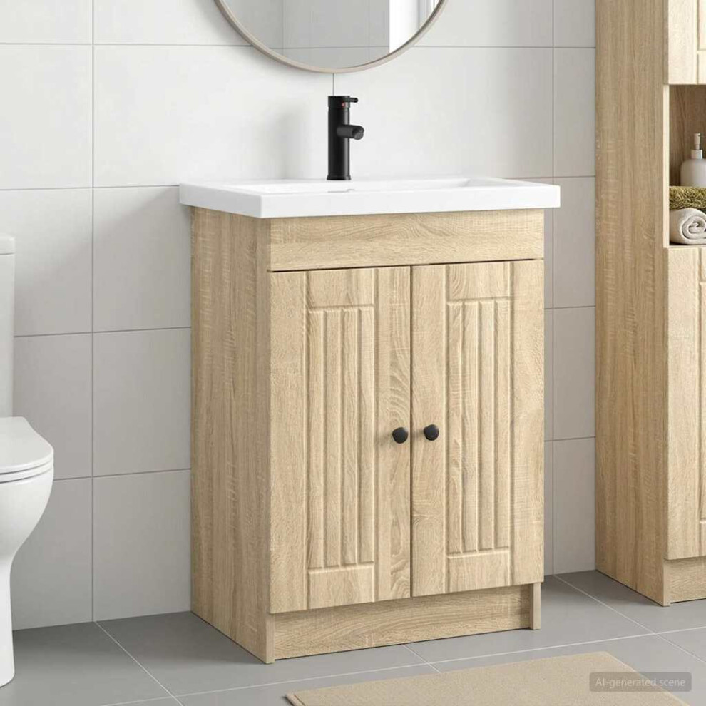 Vidaxl Bathroom Furniture Set Sonoma Oak 78.5 X 37.5 X 81 Cm