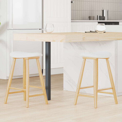 VidaXL vidaXL Dining Chairs 2 pcs Natural 46 x 37 x 63 cm Solid Rubber Wood