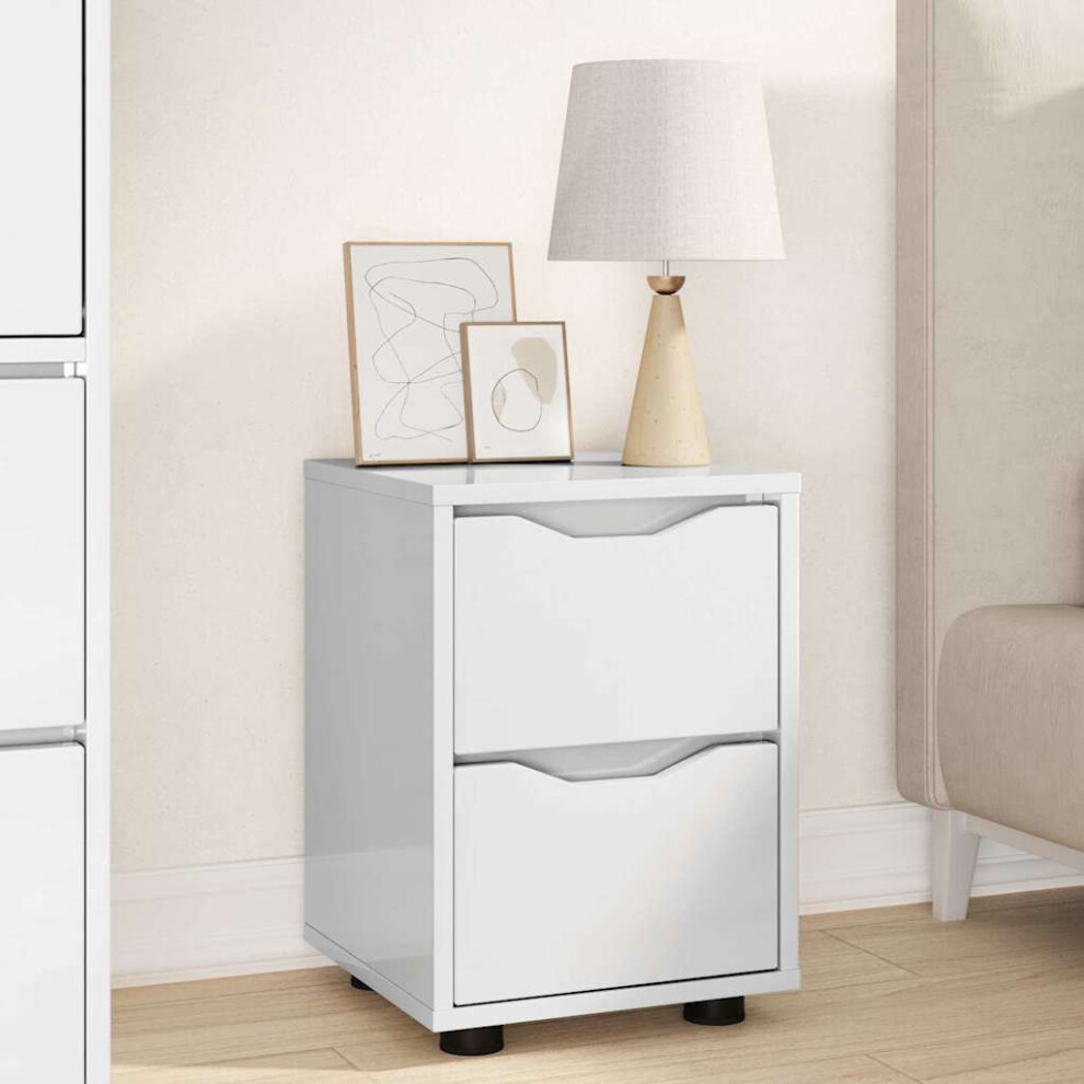 Vidaxl Bedside Table With Drawer High Gloss 30.5 X 30 X 43 Cm White