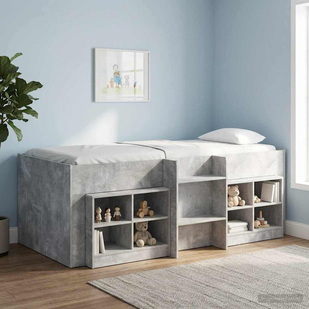 Vidaxl Kids'high Bed Frame 2 Pcs Concrete 98.5 X 200 Cm Grey