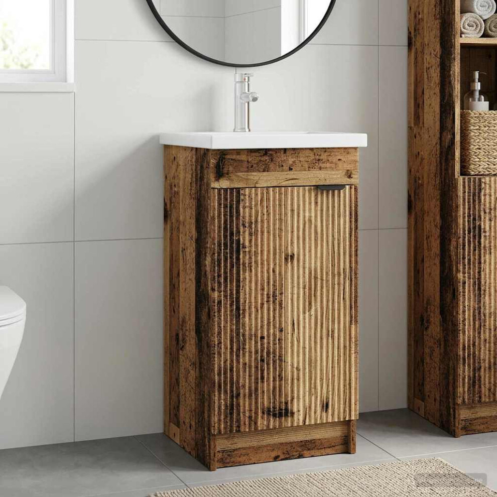 Vidaxl Bathroom Vanity With Sink Old Wood 42 X 40 X 84.5 Cm