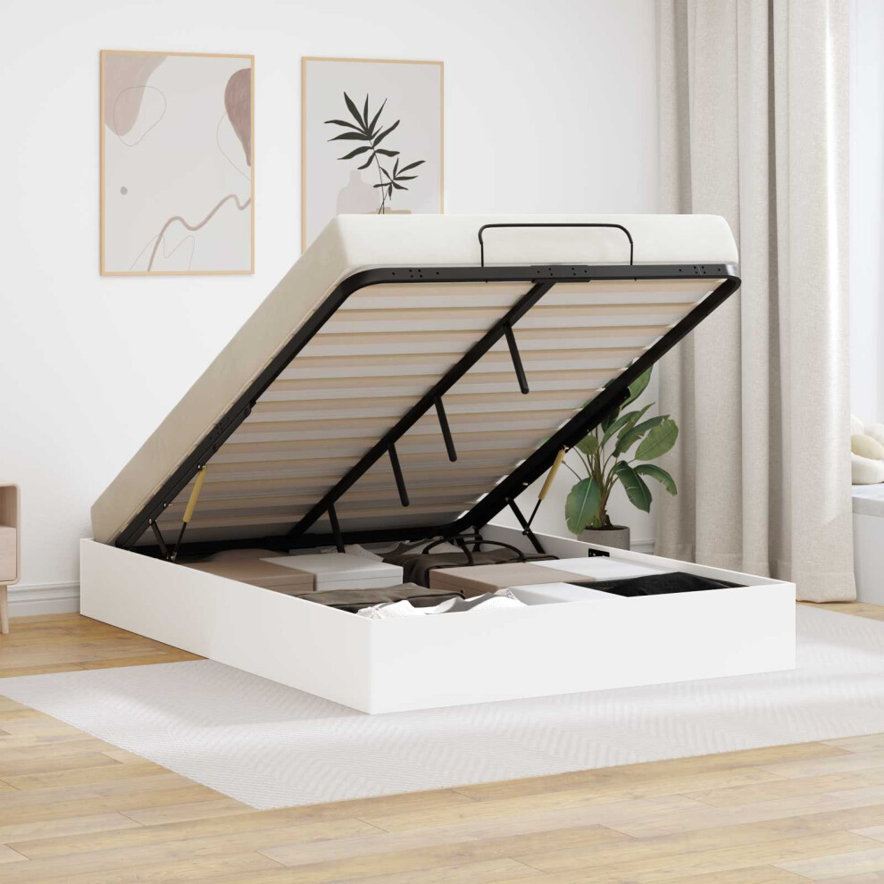 Vidaxl Ottoman Bed Frame 203 X 140 X 25 Cm Engineered Wood White