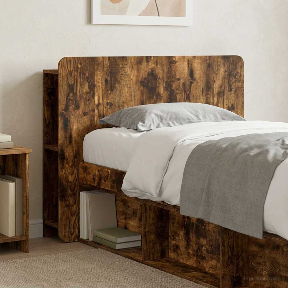 Vidaxl Headboard Cabinet With Storage Smoked Oak Engineered Wood