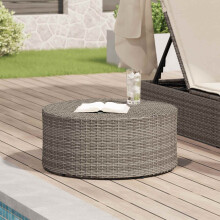 vidaXL Outdoor Coffee Table Grey Ø 68 x 30 cm Poly Rattan