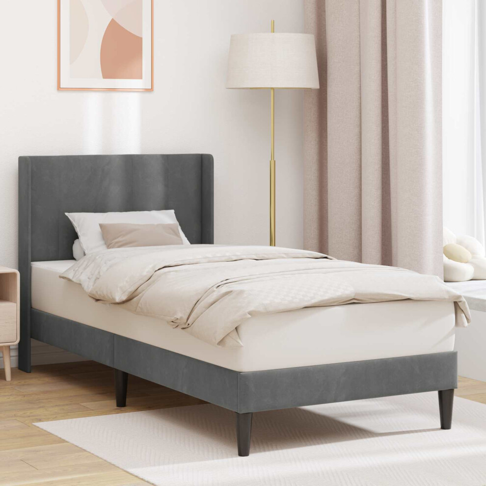 Vidaxl Bed Frame With Headboard Dark Grey 90 X 190 Cm Velvet