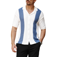 Maglia Polo da Uomo Polówka Maglione Slim Fit Stile Elegante Bianco Azzurro XL — abbigliamento smart casual