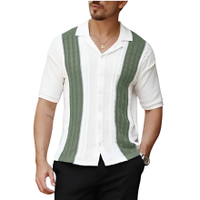 Maglia Polo da Uomo Polo Maglione Slim Fit Stile Elegante Bianco Verde 3XL — abbigliamento uomo taglie forti