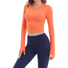 Maglietta Sportiva da Donna Fitness Manica Lunga Traspirante Arancione XXL — abbigliamento yoga, felpa allenamento donna
