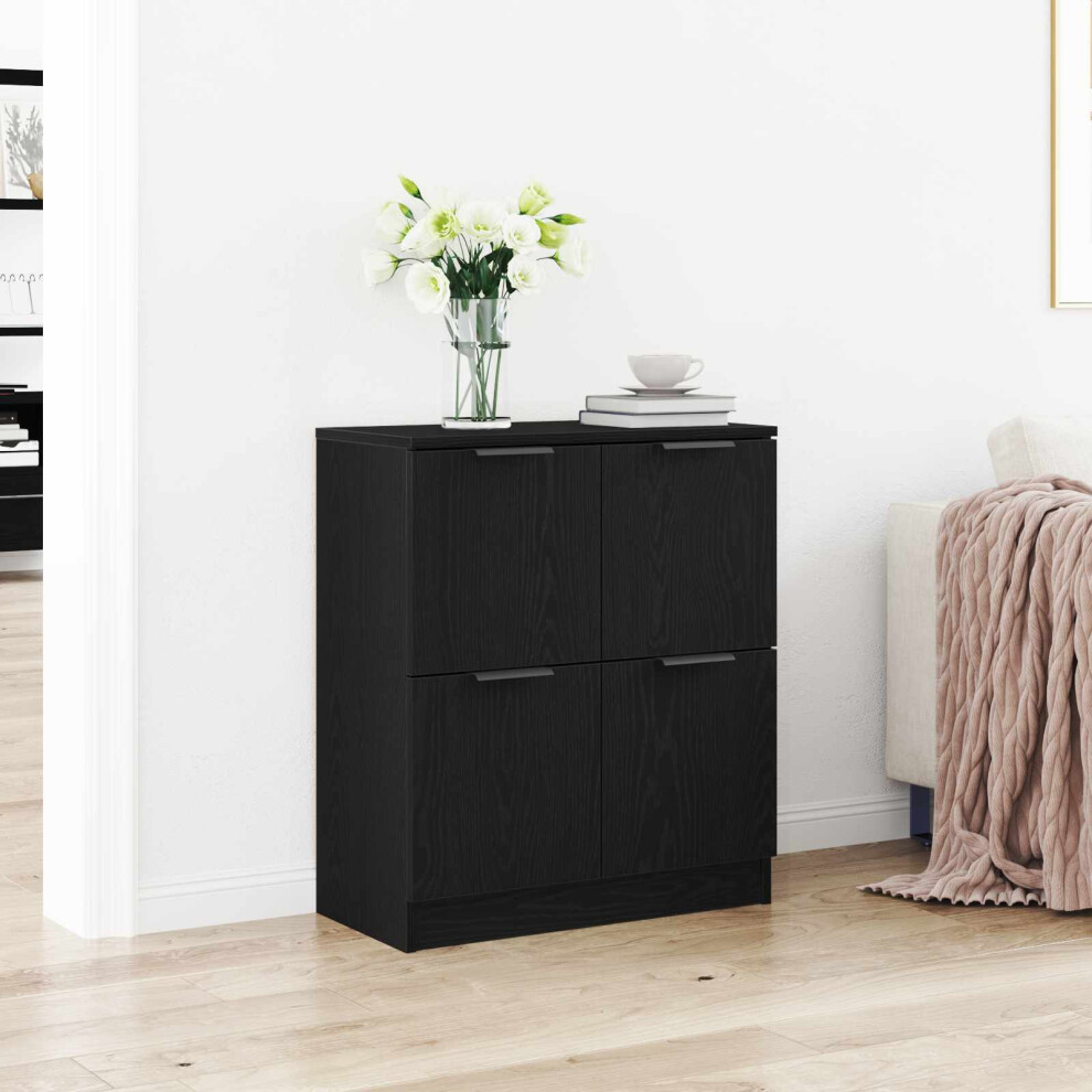 Vidaxl Sideboard Black Oak 60 X 30 X 70 Cm Engineered Wood