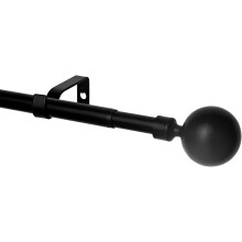 Bastone per Tende Nero con Sfera Regolabile da 76 cm a 200 cm in Metallo — bastone tenda, supporti parete