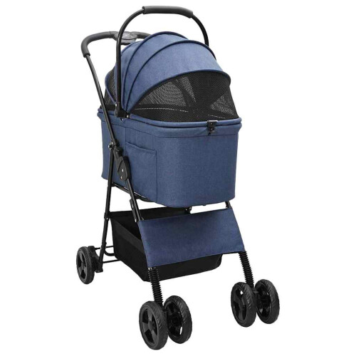 VidaXL vidaXL Folding Pet Stroller Adjustable Blue 81 x 47 x 99 cm Polyester 1