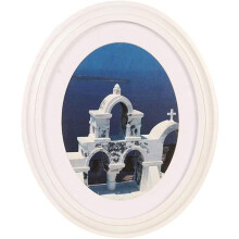 Cornice Ovale in Legno per Foto 24x29cm Decorazione da Parete per Soggiorno Bianca — cornice portafoto