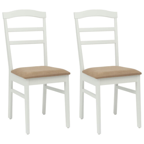 VidaXL vidaXL Dining Chair 2 pcs White and Brown Solid Rubber Wood 1