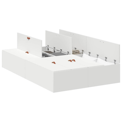 VidaXL vidaXL Storage Bed Frame White 120 x 190 cm Engineered Wood 1