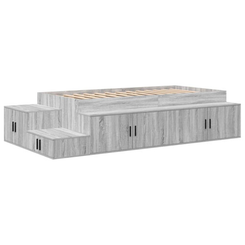 VidaXL vidaXL Storage Bed Frame Grey Sonoma 80 cm Engineered Wood 1