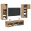 VidaXL vidaXL TV Wall Units Wall-mounted 5 pcs Black Oak Engineered Wood 3
