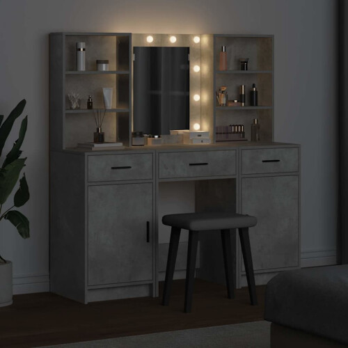 VidaXL vidaXL Dressing Table Set 3 pcs Concrete Grey Engineered Wood 2