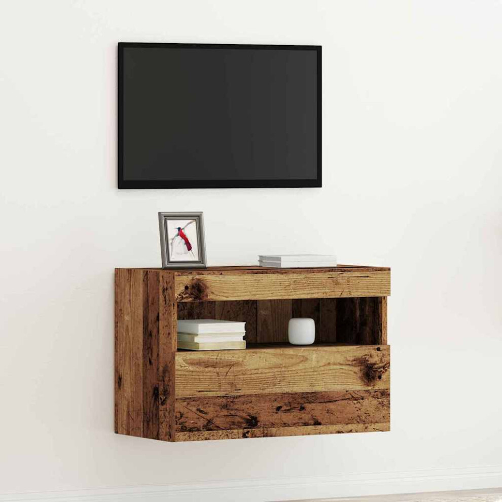 VIDAXL Wall-Mounted TV Cabinet in Brown Engineered Wood 60 x 30 x 40 cm with Integrated LED Lighting - Image 2