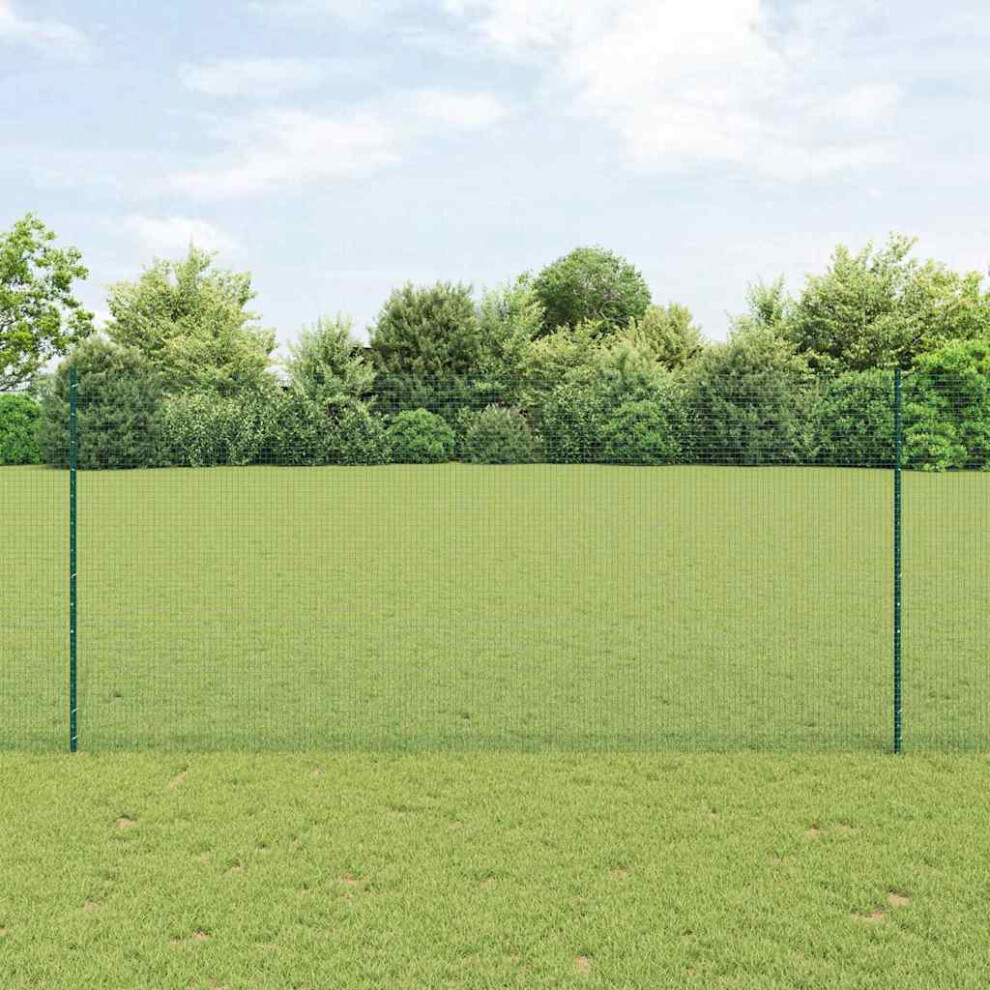 Vidaxl Welded Wire Fence With Post 10 X 1.4 M Pvc-Coated Steel Green