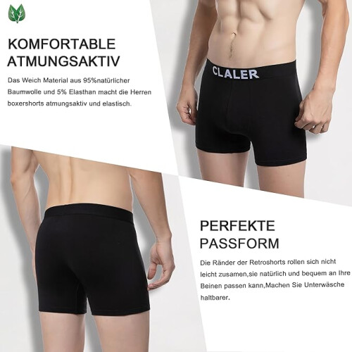 Boxer da Uomo in Cotone Set da 6 Pezzi Neri Traspiranti L — intimo uomo, slip cotone, boxer comodi 1