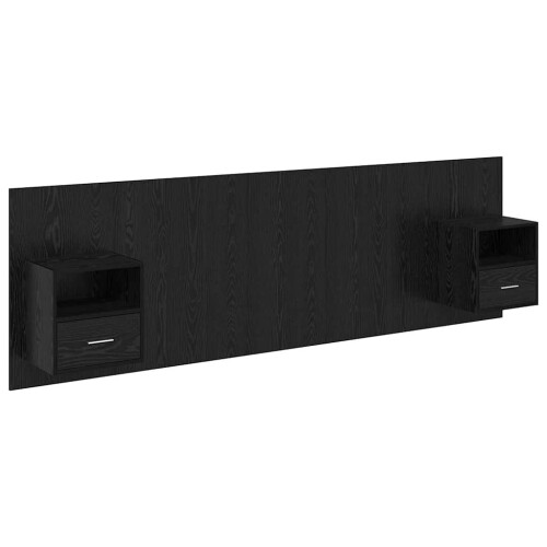 VidaXL vidaXL Headboard with Cabinet 3 pcs Black Oak Engineered Wood 1