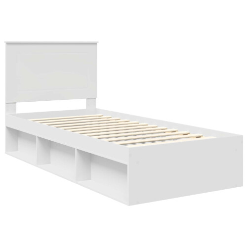 VidaXL vidaXL Bed Frame with Headboard White 90 x 190 cm Solid Pine Wood 2