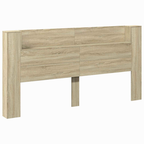 VidaXL vidaXL Storage Headboard with LED Sonoma Oak Engineered Wood 1