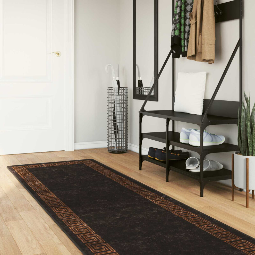Vidaxl Rug Runner Marsa 80 X 450 Cm Polyester And Pvc Black