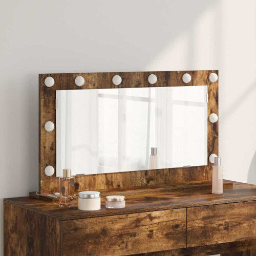 VidaXL vidaXL Vanity Mirror Rectangular Smoked Oak 80 x 45 x 18 cm
