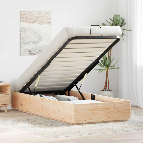 VidaXL vidaXL Ottoman Bed Frame Natural 90 x 190 cm Solid Pine Wood
