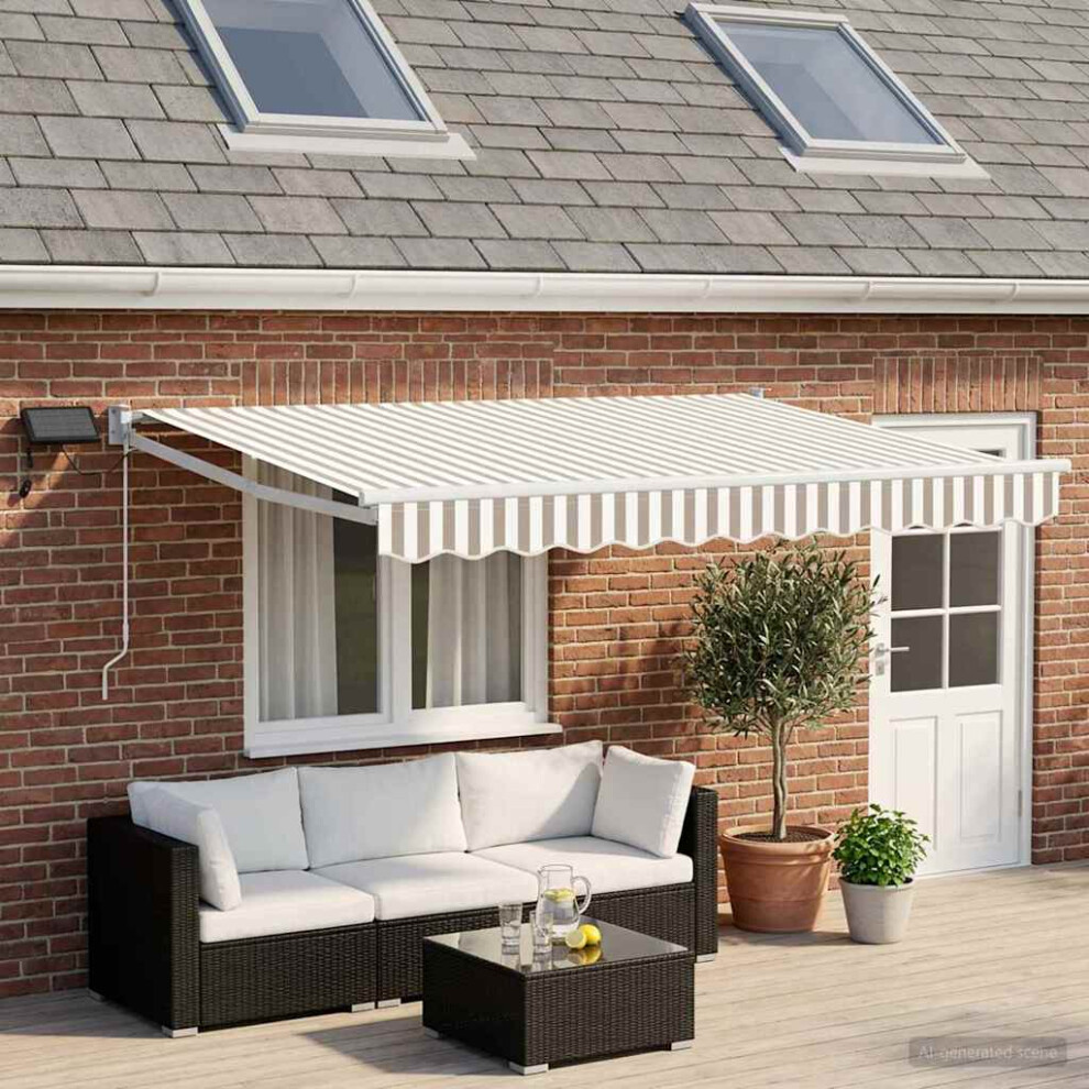 Vidaxl Manual Retractable Awning With Leds Light Grey And White